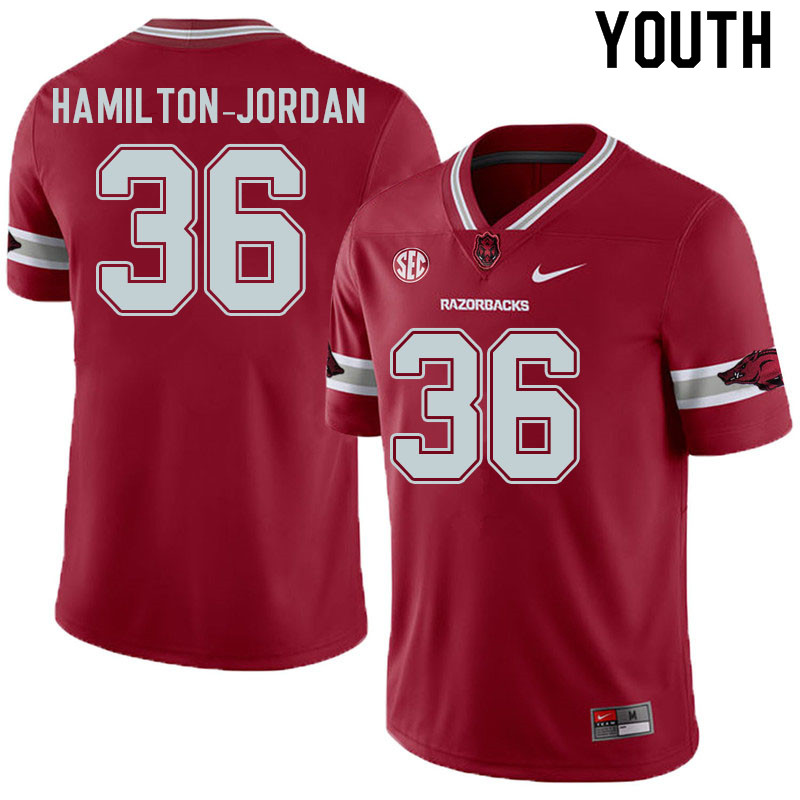 Youth #36 Jermaine Hamilton-Jordan Arkansas Razorbacks College Football Jerseys Sale-Alternate Cardi